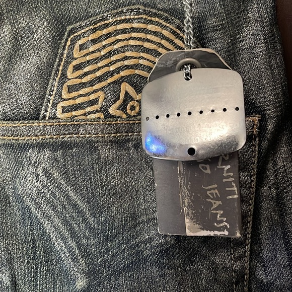 NWT METALLIC SILVER/BLUE JEANS. - Picture 5 of 10